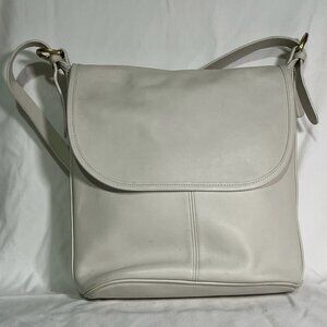 VINTAGE Coach Whitney 1990’s Lightweight Leather Flap Bag, Color Bone 4115